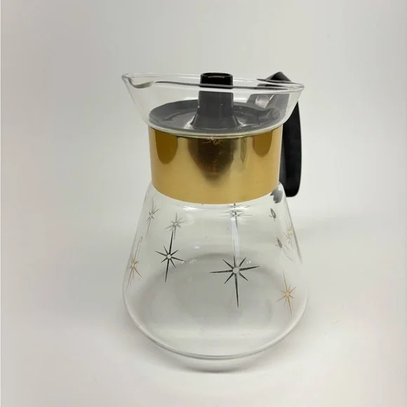 Vintage MCM Pyrex Corning 1960s Atomic Star Burst 4-6 Cup Coffee Pot Carafe - Picture 2 of 10